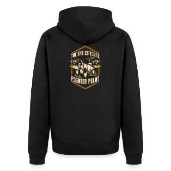The Sky Is Yours Fighter Pilot - Unisex Premium Organic Zip Hoodie - black - Back - Nico (187cm)