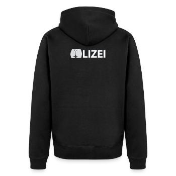 Polizei Hintern Popo Po zilei Polizei - Unisex Premium Bio Zip Hoodie - Schwarz - Hinten - Nico (187cm)
