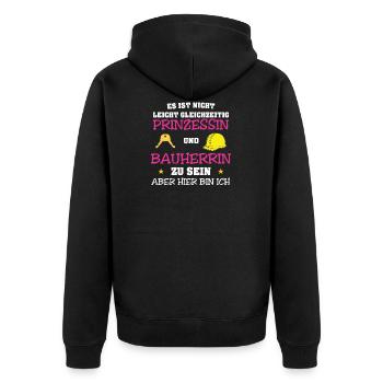 Bauherrin Prinzessin Hausbau Haus Baustelle - Unisex Premium Bio Zip Hoodie - Schwarz - Hinten - Nico (187cm)