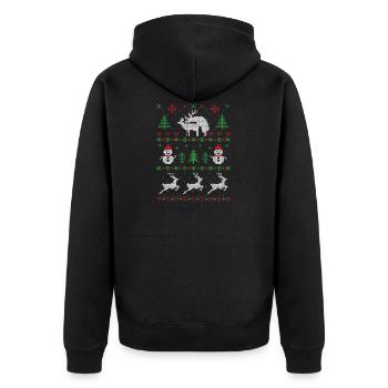 Lustiges Weihnachts Sex ugly Sweater Geschenk - Unisex Premium Bio Zip Hoodie - Schwarz - Hinten - Nico (187cm)