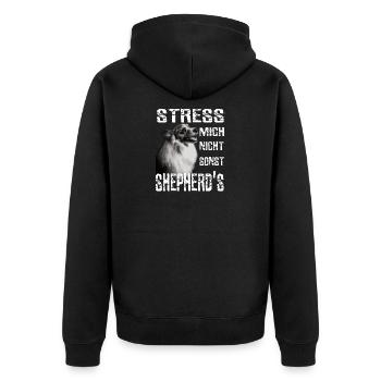 Stress mich nicht sonst Sheperds Aussie Sheperd - Unisex Premium Bio Zip Hoodie - Schwarz - Hinten - Nico (187cm)