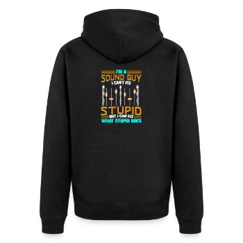Sound Engineer Music Production DJ Audio Guy - Unisex Premium Bio Zip Hoodie - Schwarz - Hinten - Nico (187cm)