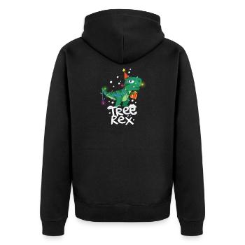 Tree Rex lustiges Dinosaurier Weihnachtsgeschenk - Unisex Premium Bio Zip Hoodie - Schwarz - Hinten - Nico (187cm)