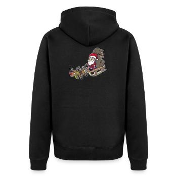 Funny reindeer Santa Claus Santa Claus - Unisex Premium Organic Zip Hoodie - black - Back - Nico (187cm)