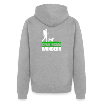 Wanderung Hund - Unisex Premium Bio Zip Hoodie - Grau meliert - Hinten - Nico (187cm)