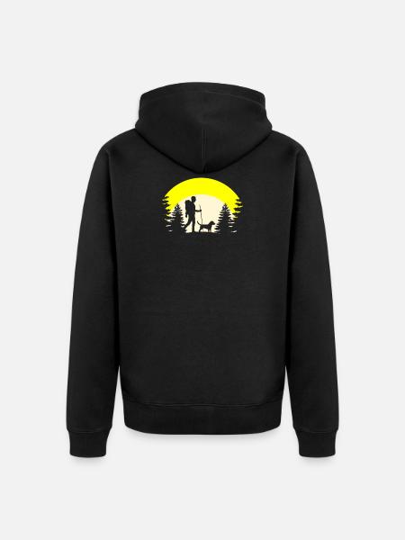 Hund Wandern - Unisex Premium Organic Zip Hoodie - black