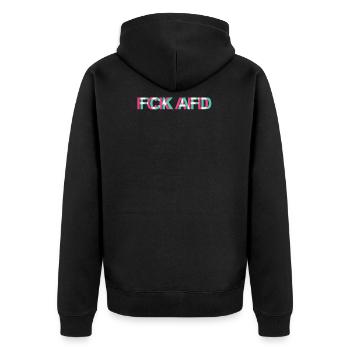 FCK AFD NZS Gegen Rassismus Faschismuss Glitch - Unisex Premium Bio Zip Hoodie - Schwarz - Hinten - Nico (187cm)
