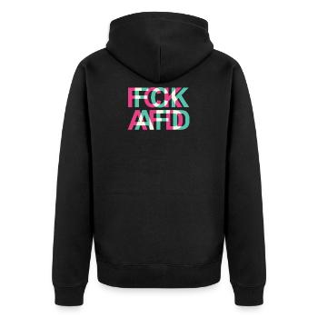 FCK AFD NZS Gegen Rassismus Faschismuss Glitch - Unisex Premium Bio Zip Hoodie - Schwarz - Hinten - Nico (187cm)