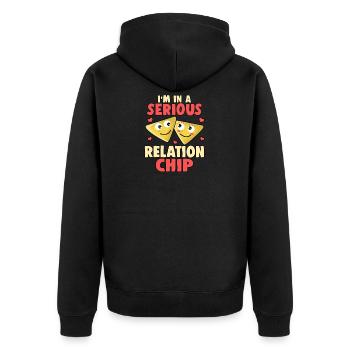 Serious Relation Beziehung Tortilla Chip Geschenk - Unisex Premium Bio Zip Hoodie - Schwarz - Hinten - Nico (187cm)