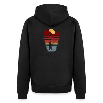 Fliegenfischen Herzfrequenz - Unisex Premium Bio Zip Hoodie - Schwarz - Hinten - Nico (187cm)