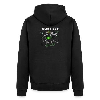 Our First Christmas Mr Mrs Xmas Santa Couple - Unisex Premium Bio Zip Hoodie - Schwarz - Hinten - Nico (187cm)