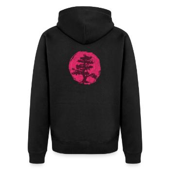 Bonsai Tree Baum Aufgehende Sonne Japan Geschenk - Unisex Premium Bio Zip Hoodie - Schwarz - Hinten - Nico (187cm)