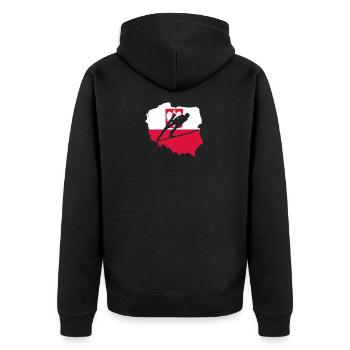 Skispringen Polen Polnisches Team als Geschenk - Unisex Premium Bio Zip Hoodie - Schwarz - Hinten - Nico (187cm)