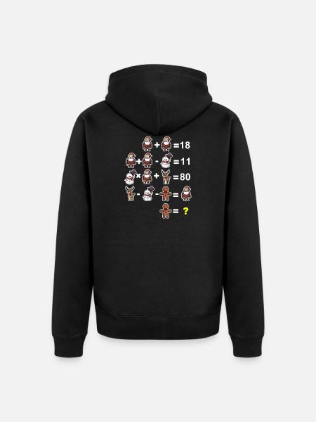 Mathe Rätsel Mathelehrer Grundschule Weihnachten - Unisex Premium Bio Zip Hoodie - Schwarz