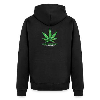 High Christmas hemp leaf marijuana - Unisex Premium Organic Zip Hoodie - black - Back - Nico (187cm)