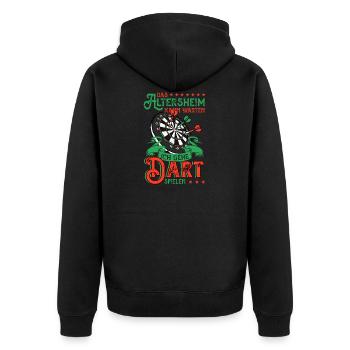 Dart - Unisex Premium Bio Zip Hoodie - Schwarz - Hinten - Nico (187cm)