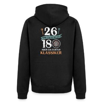 Dart - Unisex Premium Bio Zip Hoodie - Schwarz - Hinten - Nico (187cm)