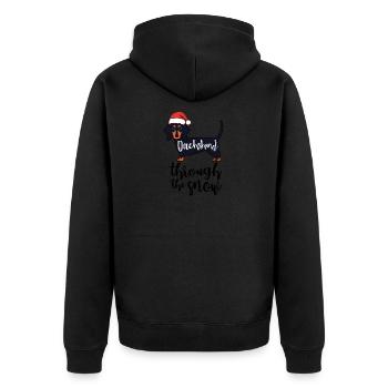 Dackel Hund Weihnachten - Unisex Premium Bio Zip Hoodie - Schwarz - Hinten - Nico (187cm)