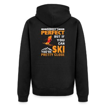 Perfect ski - ski, winter, gift - Unisex Premium Organic Zip Hoodie - black - Back - Nico (187cm)