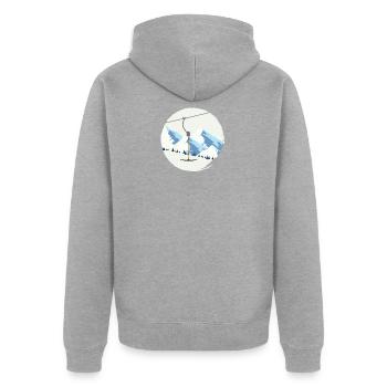 Skilift Winter Berge Bügellift Ankerlift Vintage - Unisex Premium Bio Zip Hoodie - Grau meliert - Hinten - Nico (187cm)
