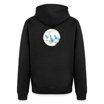 Skilift Winter Berge Bügellift Ankerlift Vintage - Unisex Premium Bio Zip Hoodie - Schwarz - Hinten - Nico (187cm)