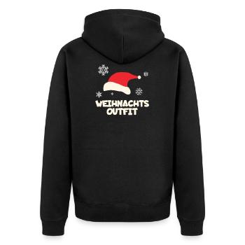Christmas - Weihnachtsoutfit - Unisex Premium Bio Zip Hoodie - Schwarz - Hinten - Nico (187cm)
