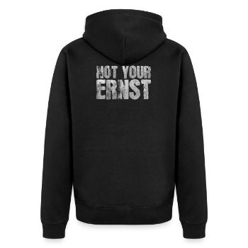 Sprüche - Not your Ernst - Unisex Premium Bio Zip Hoodie - Schwarz - Hinten - Nico (187cm)