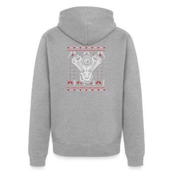 Accorder Noël moche - Veste à capuche bio Premium Unisexe - gris chiné - Dos - Nico (187cm)