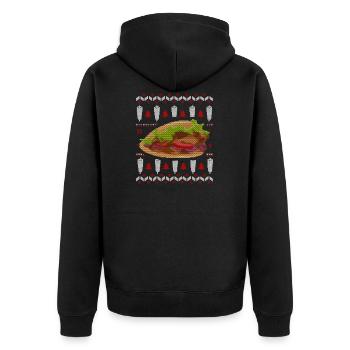 Döner Kebab Ugly Christmas - Unisex Premium Bio Zip Hoodie - Schwarz - Hinten - Nico (187cm)