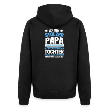 Ich bin stolzer Papa einer fantastischen Tochter - Unisex Premium Bio Zip Hoodie - Schwarz - Hinten - Nico (187cm)