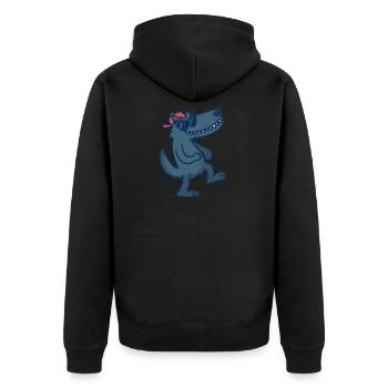 Night Dawg - Nacht Hund Wolf Wolfmensch - Unisex Premium Bio Zip Hoodie - Schwarz - Hinten - Nico (187cm)