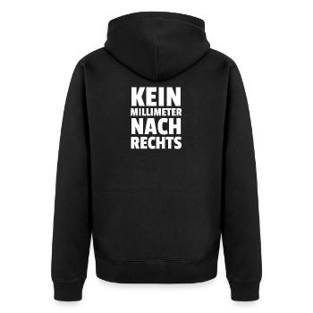 Kein Millimeter Nach Rechts - Unisex Premium Bio Zip Hoodie - Schwarz - Hinten - Nico (187cm)