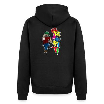 Graffiti Spray Doodle zeichnen Schreiben Wand Oberfläche Geschenk - Unisex Premium Bio Zip Hoodie - Schwarz - Hinten - Nico (187cm)