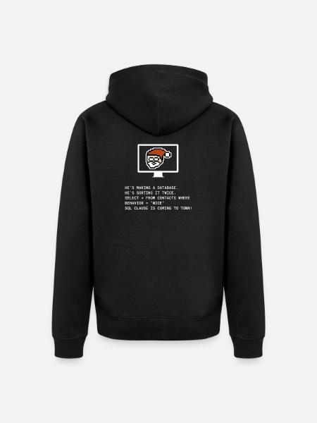 Cadeau informatique programmeur Noël SQL Clause - Veste à capuche bio Premium Unisexe - noir