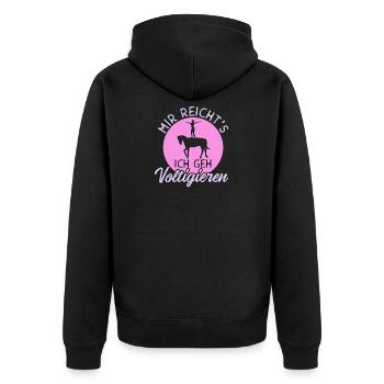 Voltigieren Volti Reiten Pferde Mädchen - Unisex Premium Bio Zip Hoodie - Schwarz - Hinten - Nico (187cm)