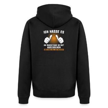 Ich hasse es im Ruhestand so gut Auszusehen - Unisex Premium Bio Zip Hoodie - Schwarz - Hinten - Nico (187cm)
