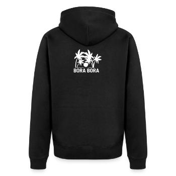 Bora Bora Bora Tropischer Strand - Unisex Premium Bio Zip Hoodie - Schwarz - Hinten - Nico (187cm)