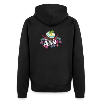 Coconut Fruit Aloha Beaches Hawaii - Unisex Premium Organic Zip Hoodie - black - Back - Nico (187cm)