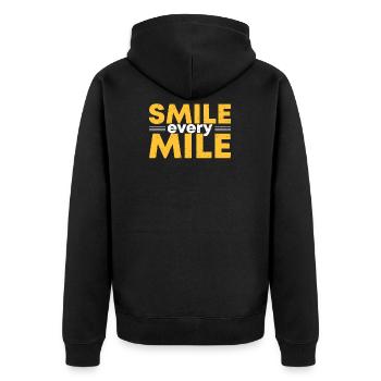 Smile Every Mile Funny Running Runner - Unisex Premium Bio Zip Hoodie - Schwarz - Hinten - Nico (187cm)