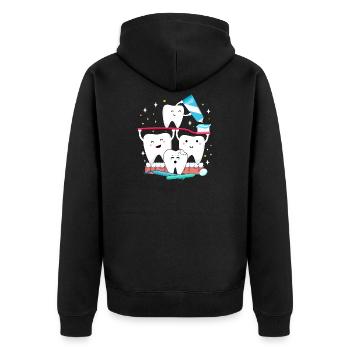 Mens Funny Tooth Dentist Teeth - Unisex Premium Bio Zip Hoodie - Schwarz - Hinten - Nico (187cm)