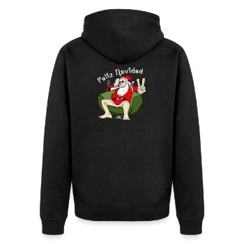 Santa Claus raucht marijuana und chilled zu xmas - Unisex Premium Bio Zip Hoodie - Schwarz - Hinten - Nico (187cm)