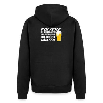 Polier Baustelle Bauarbeiter Geschenkidee - Unisex Premium Bio Zip Hoodie - Schwarz - Hinten - Nico (187cm)