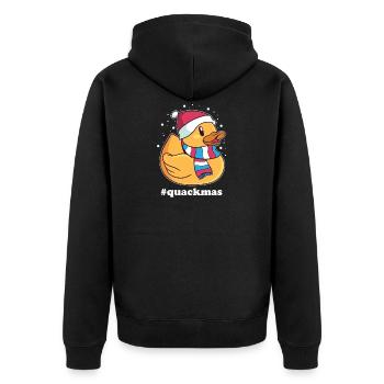 Weihnachtsente Ente Quack Mütze Winter Geschenk - Unisex Premium Bio Zip Hoodie - Schwarz - Hinten - Nico (187cm)