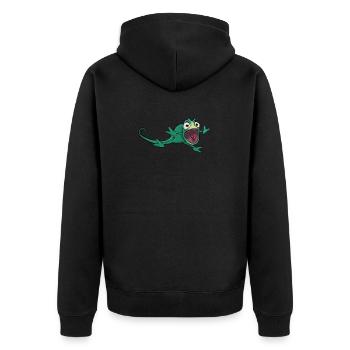 Chameleon Cartoon Screaming Big Mouth Funny - Unisex Premium Organic Zip Hoodie - black - Back - Nico (187cm)