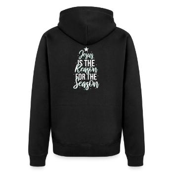 Jesus is the reason for the Season Weihnachten - Unisex Premium Bio Zip Hoodie - Schwarz - Hinten - Nico (187cm)