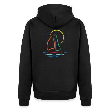 Sailing Boat Segelsport Windsurfing - Unisex Premium Bio Zip Hoodie - Schwarz - Hinten - Nico (187cm)