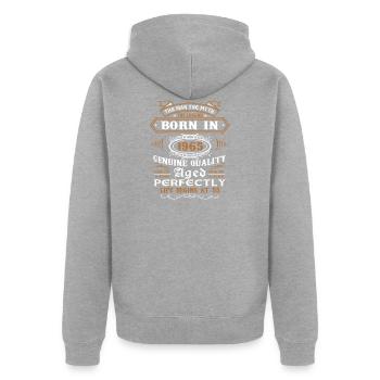 55. Geburtstag - Unisex Premium Bio Zip Hoodie - Grau meliert - Hinten - Nico (187cm)