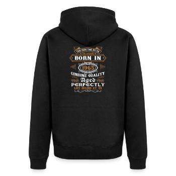 55. Geburtstag - Unisex Premium Bio Zip Hoodie - Schwarz - Hinten - Nico (187cm)