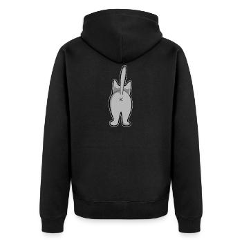 Gray cat meow pet cat friend gift - Unisex Premium Organic Zip Hoodie - black - Back - Nico (187cm)