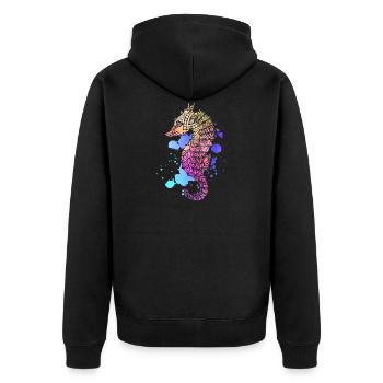 Women's Colorful Sea Horse Sea Animal - Unisex Premium Bio Zip Hoodie - Schwarz - Hinten - Nico (187cm)